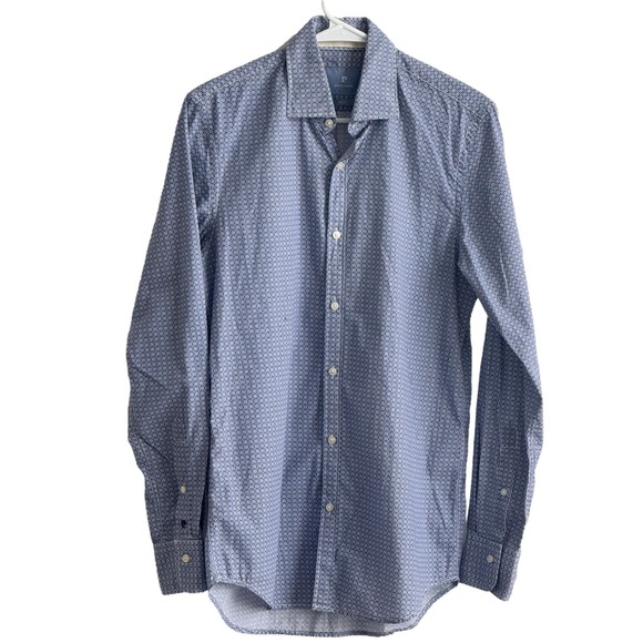 Pierre Cardin Other - Pierre Cardin Mens Slim Fit Long Sleeve Dress Shirt Size 40 (M) Blue Pattern